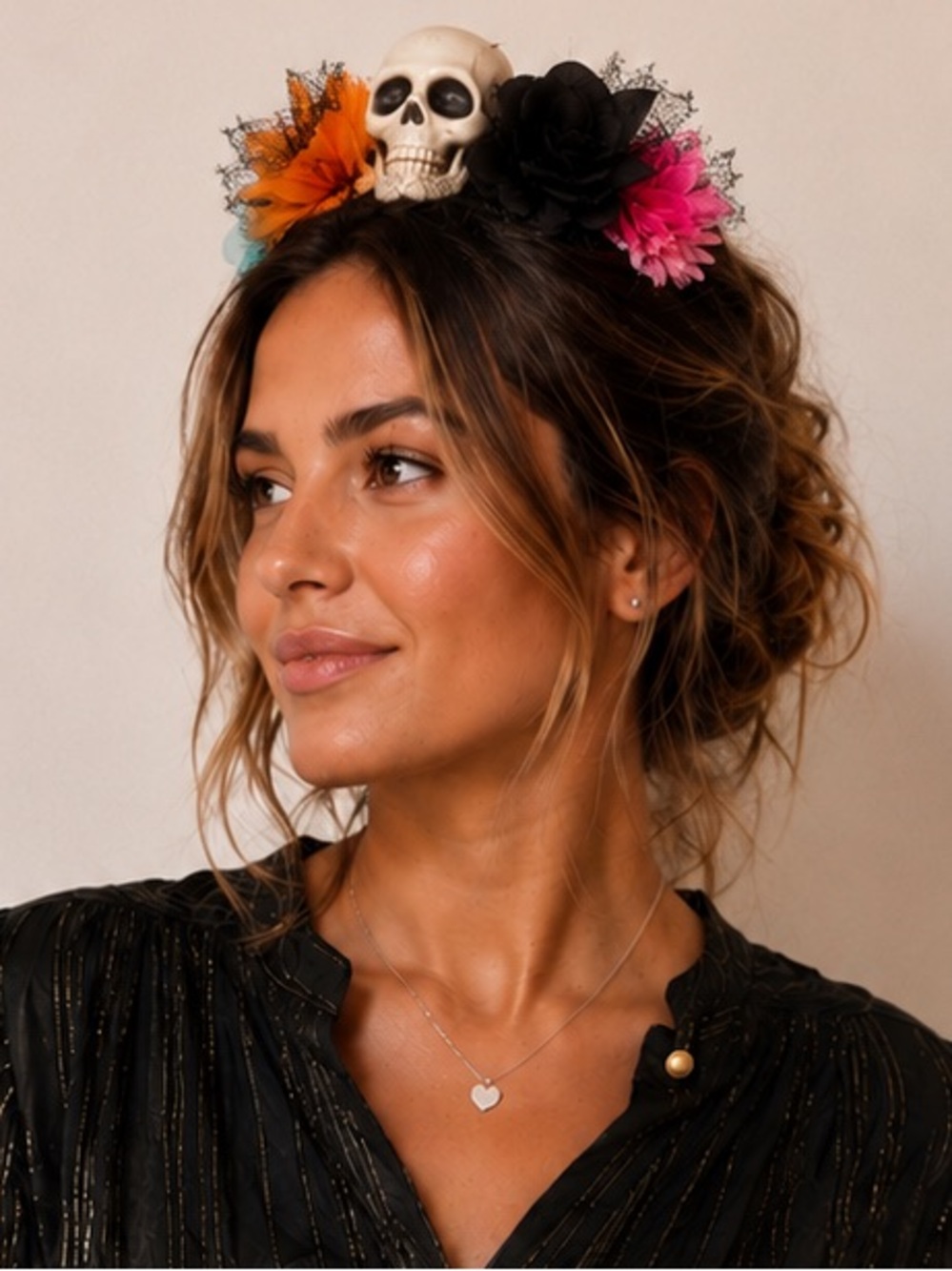 Floral Skull Headband - Multicolor